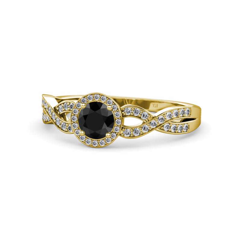 Alita Black and White Diamond Halo Engagement Ring 