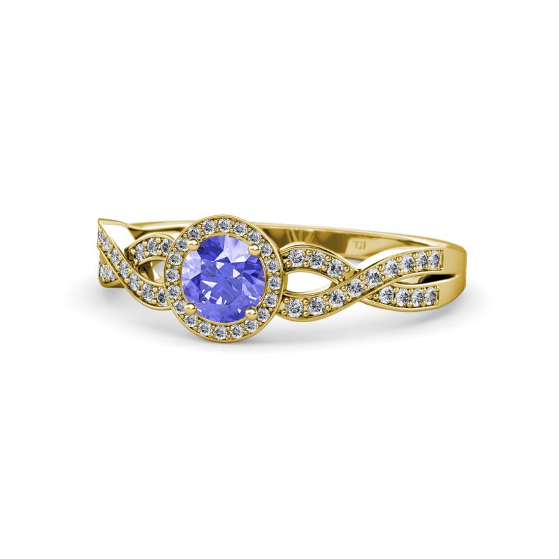 Alita Tanzanite and Diamond Halo Engagement Ring 