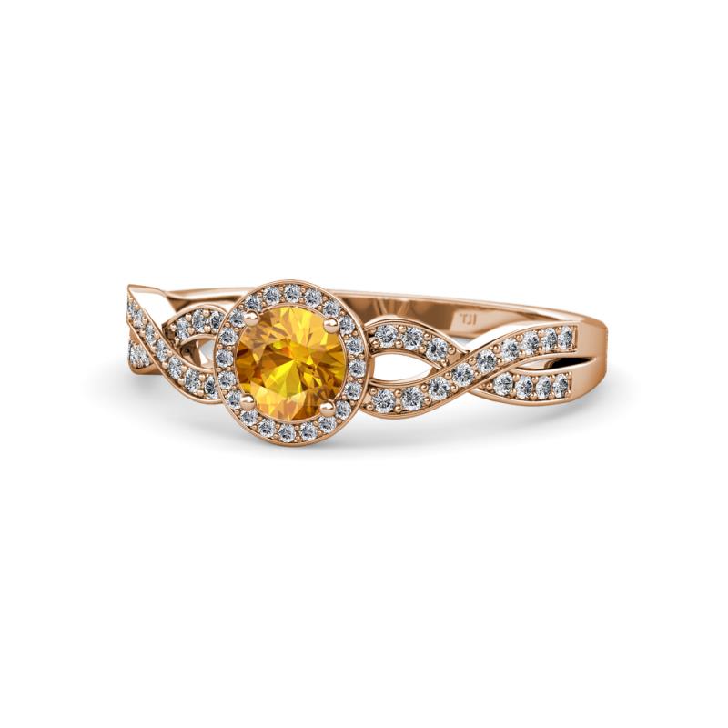 Alita Citrine and Diamond Halo Engagement Ring 