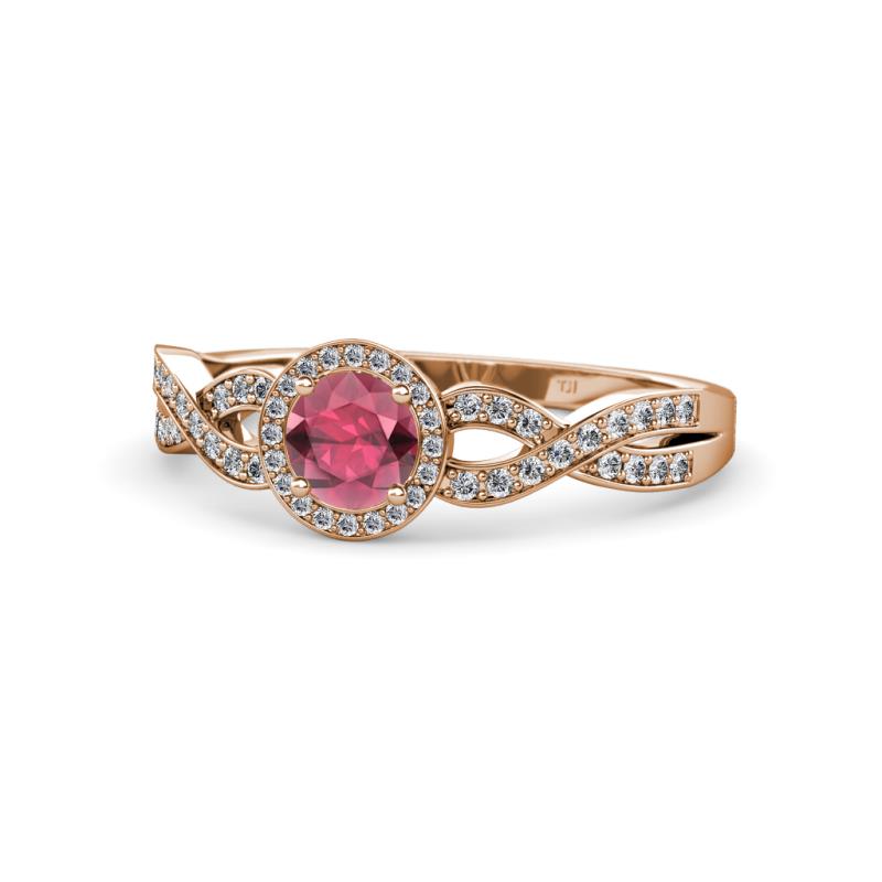 Alita Rhodolite Garnet and Diamond Halo Engagement Ring 