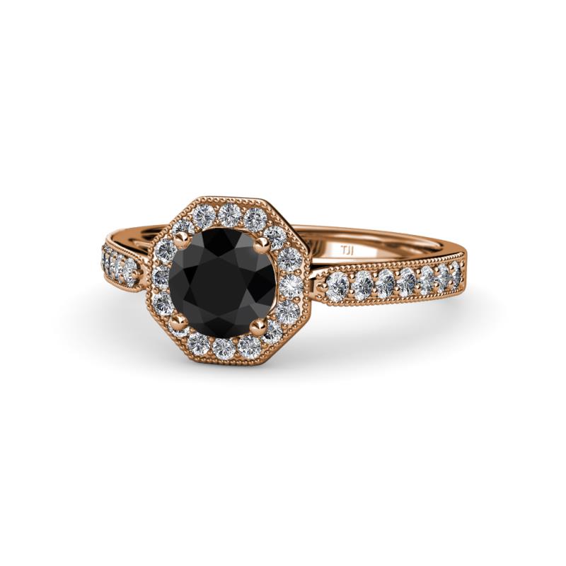 Aura Black and White Diamond Halo Engagement Ring 