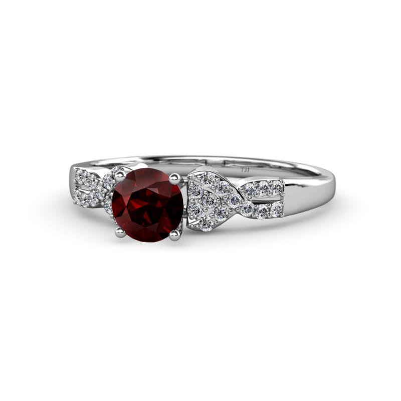 Keyna Red Garnet and Diamond Engagement Ring 