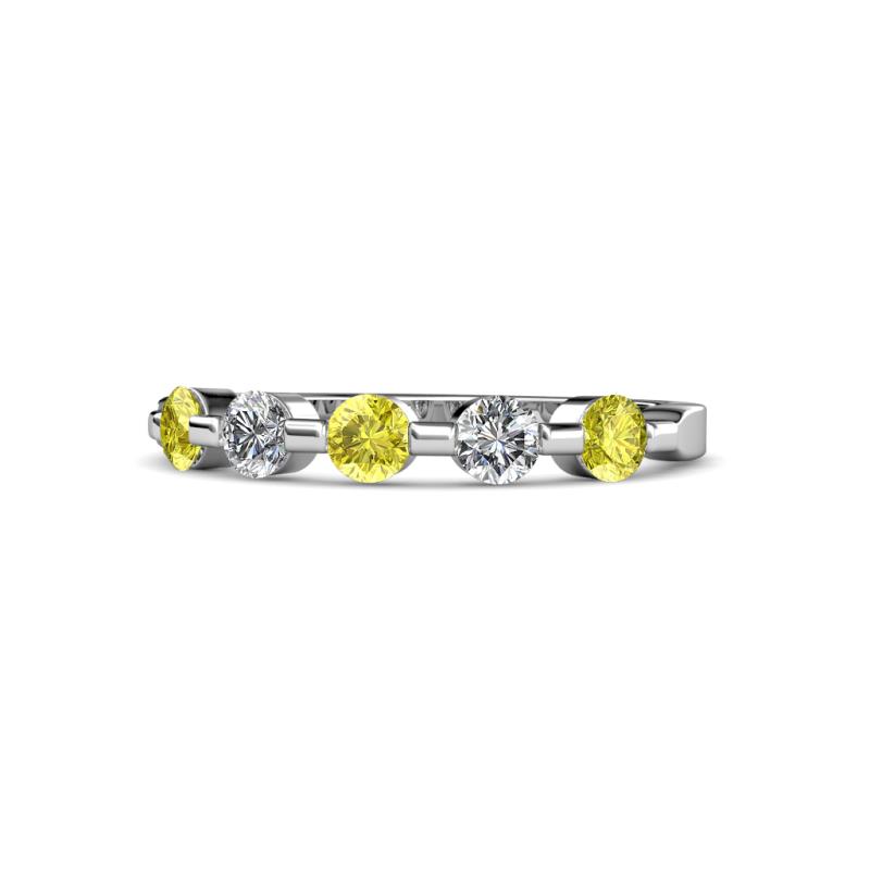 Keva 3.40 mm Yellow and White Diamond 5 Stone Wedding Band 