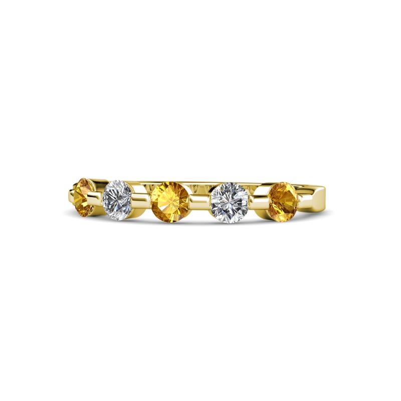 Keva 3.40 mm Citrine and Diamond 5 Stone Wedding Band 