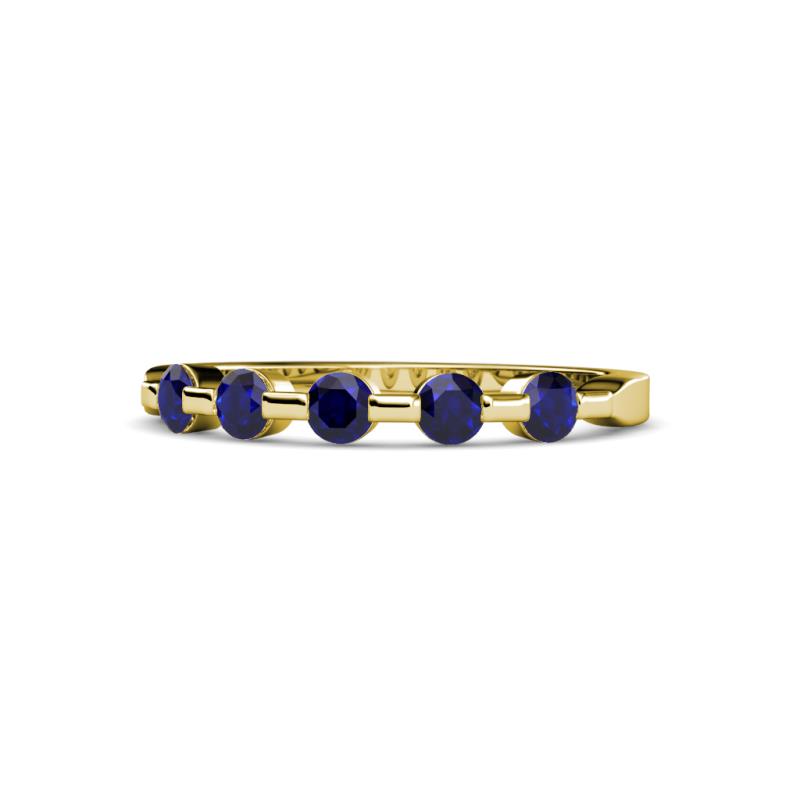 Keva 3.00 mm Blue Sapphire 5 Stone Wedding Band 