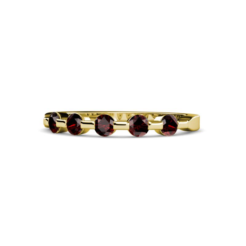 Keva 3.00 mm Red Garnet 5 Stone Wedding Band 