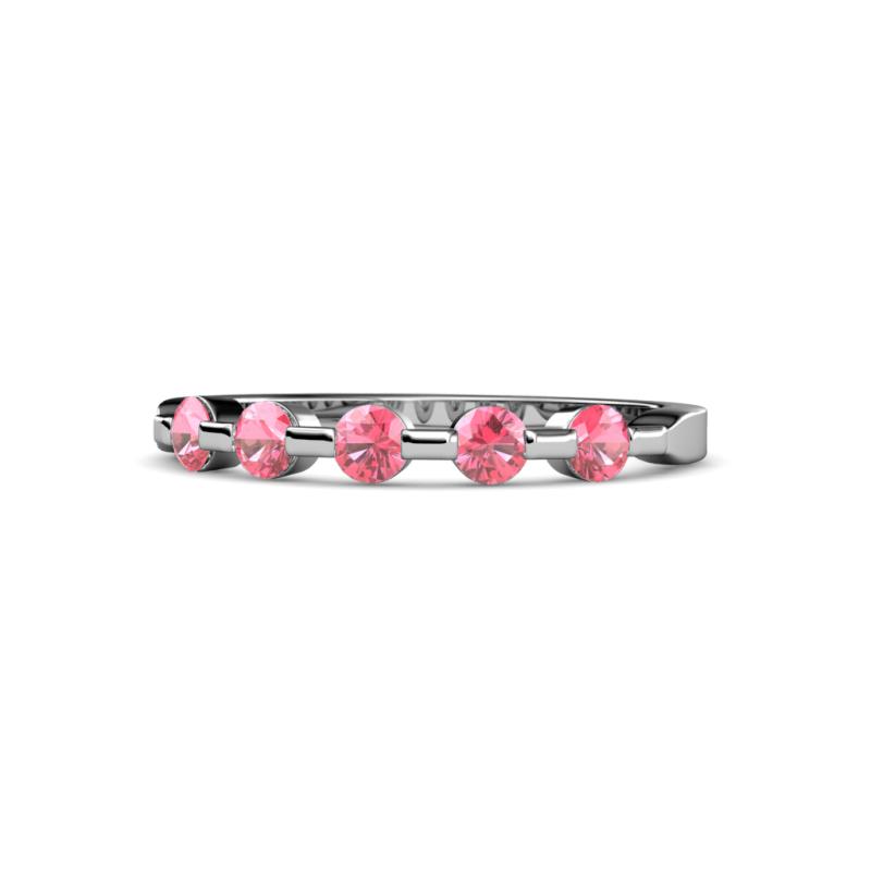 Keva 3.00 mm Pink Tourmaline 5 Stone Wedding Band 