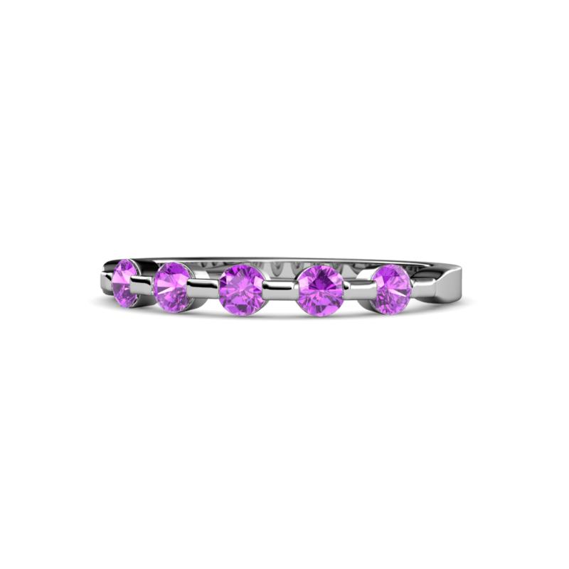 Keva 3.00 mm Amethyst 5 Stone Wedding Band 