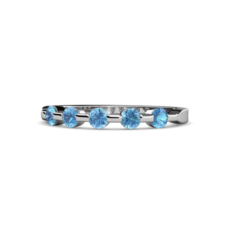 Keva 3.00 mm Blue Topaz 5 Stone Wedding Band 