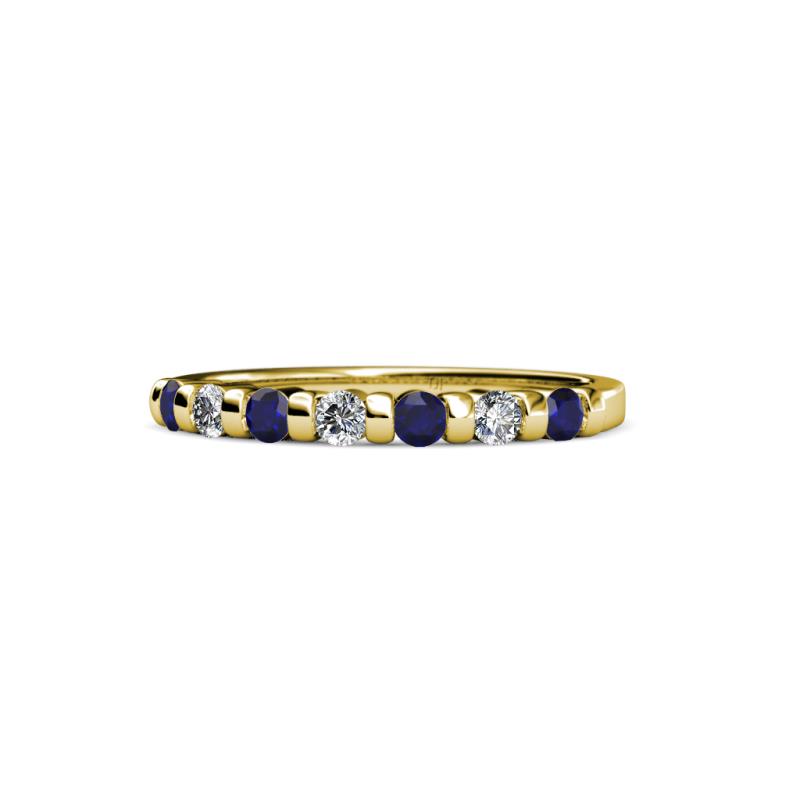 Macie 2.00 mm Blue Sapphire and Diamond 7 Stone Wedding Band 