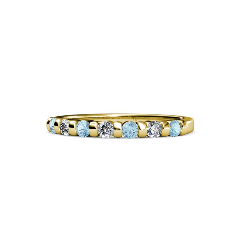 Macie 2.00 mm Aquamarine and Diamond 7 Stone Wedding Band 