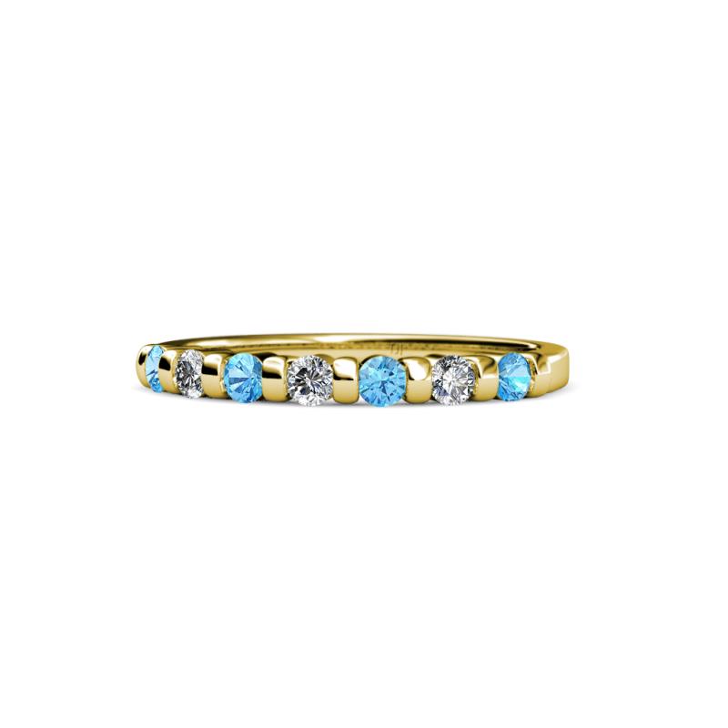 Macie 2.00 mm Blue Topaz and Diamond 7 Stone Wedding Band 