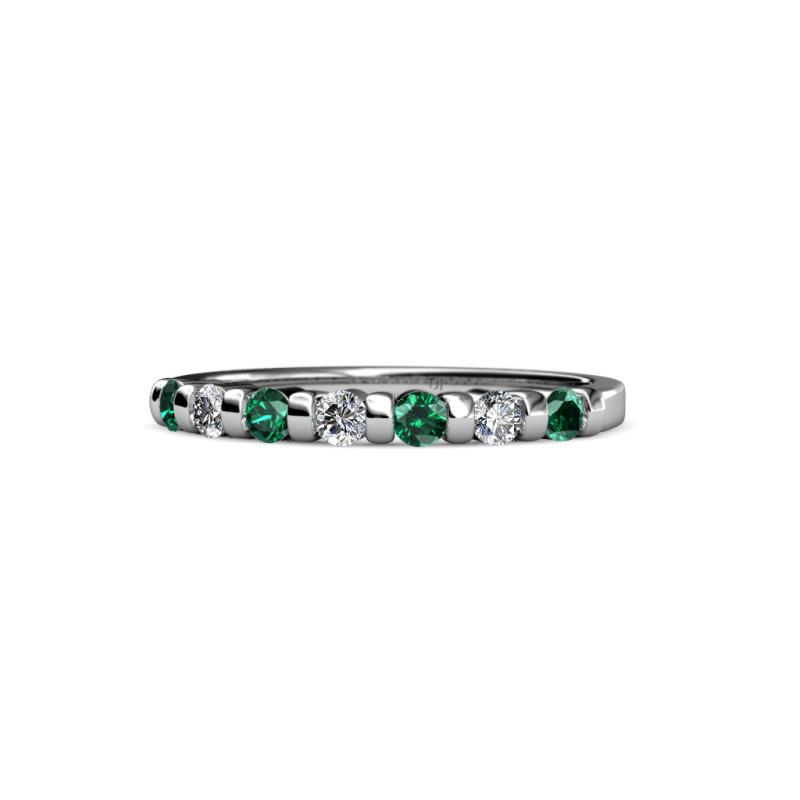 Macie 2.00 mm Emerald and Diamond 7 Stone Wedding Band 