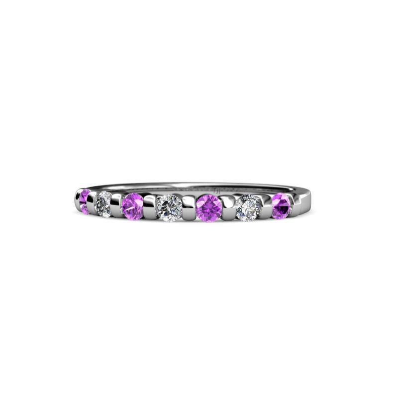 Macie 2.00 mm Amethyst and Diamond 7 Stone Wedding Band 