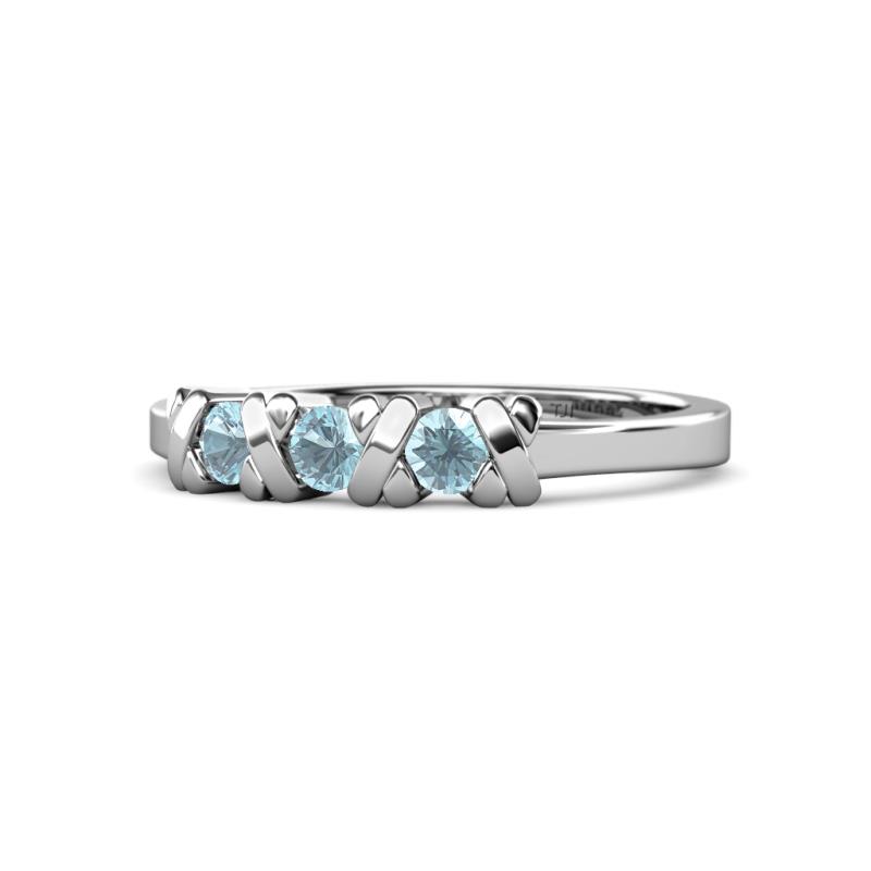Fiona Aquamarine XOXO Three Stone Engagement Ring 
