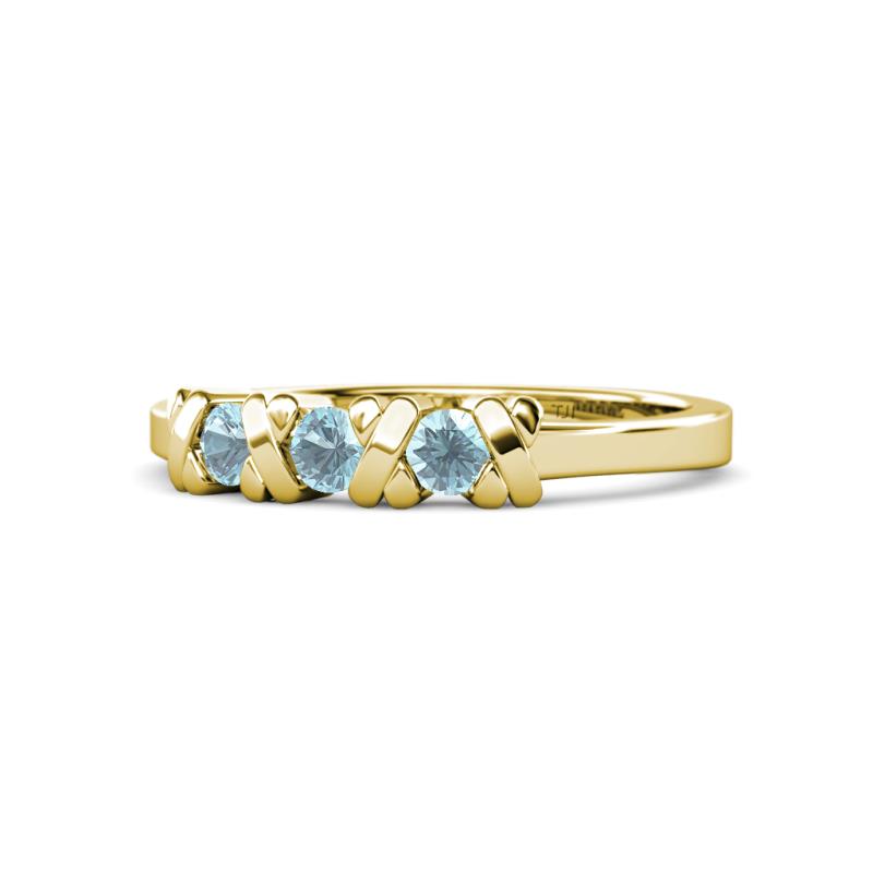 Fiona Aquamarine XOXO Three Stone Engagement Ring 