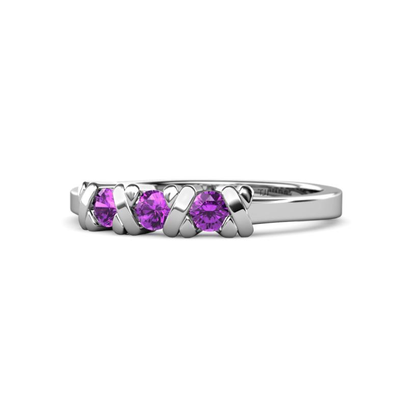 Fiona Amethyst XOXO Three Stone Engagement Ring 