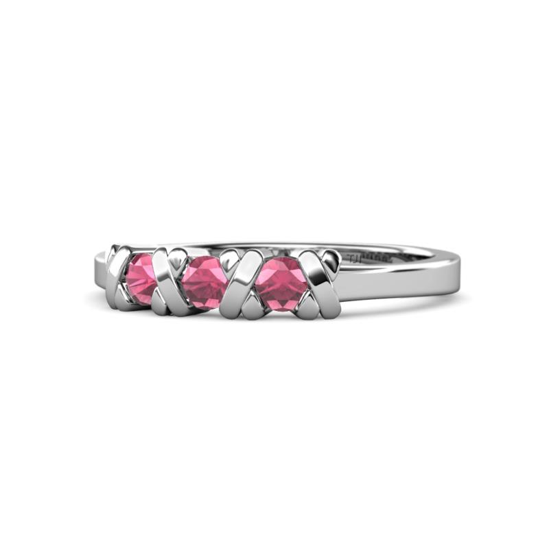 Fiona Rhodolite Garnet XOXO Three Stone Engagement Ring 