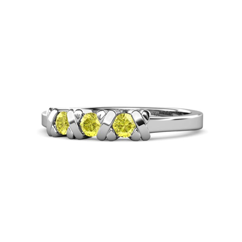 Fiona Yellow Diamond XOXO Three Stone Engagement Ring 