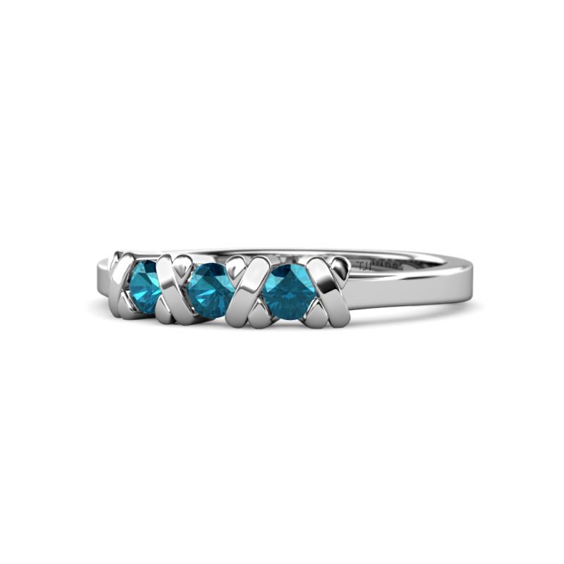 Fiona Blue Diamond XOXO Three Stone Engagement Ring 