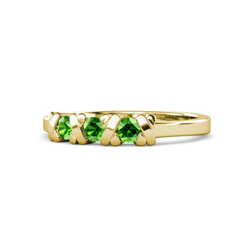 Fiona Green Garnet XOXO Three Stone Engagement Ring 