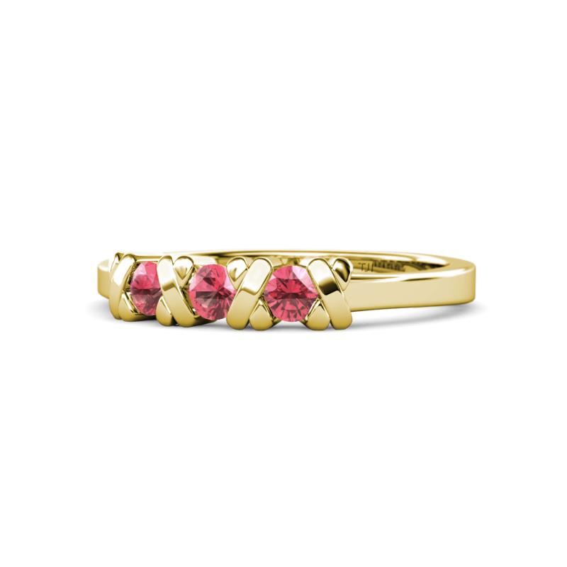 Fiona Pink Tourmaline XOXO Three Stone Engagement Ring 
