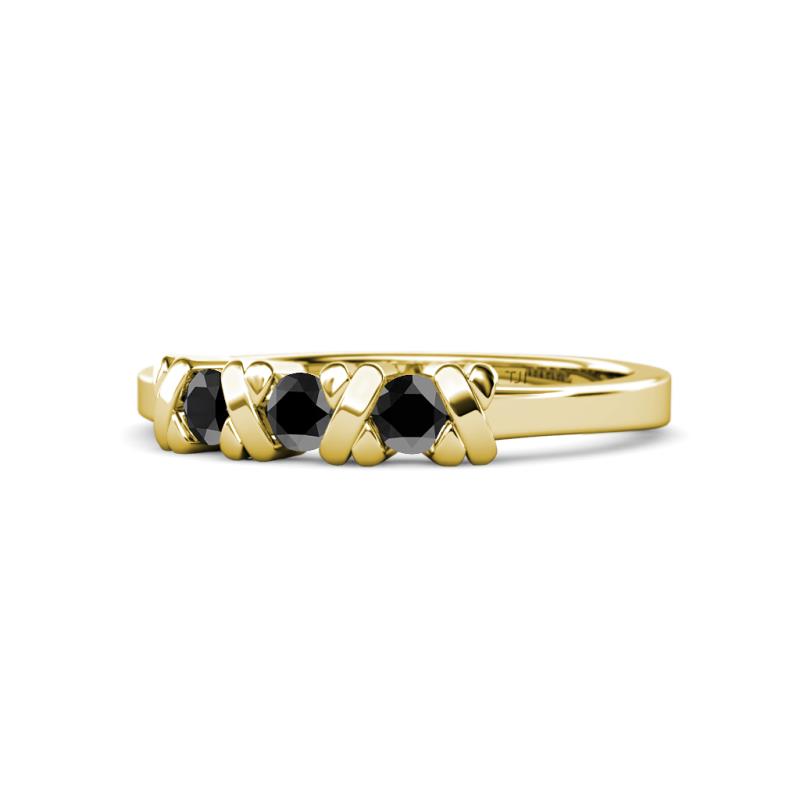 Fiona Black Diamond XOXO Three Stone Engagement Ring 