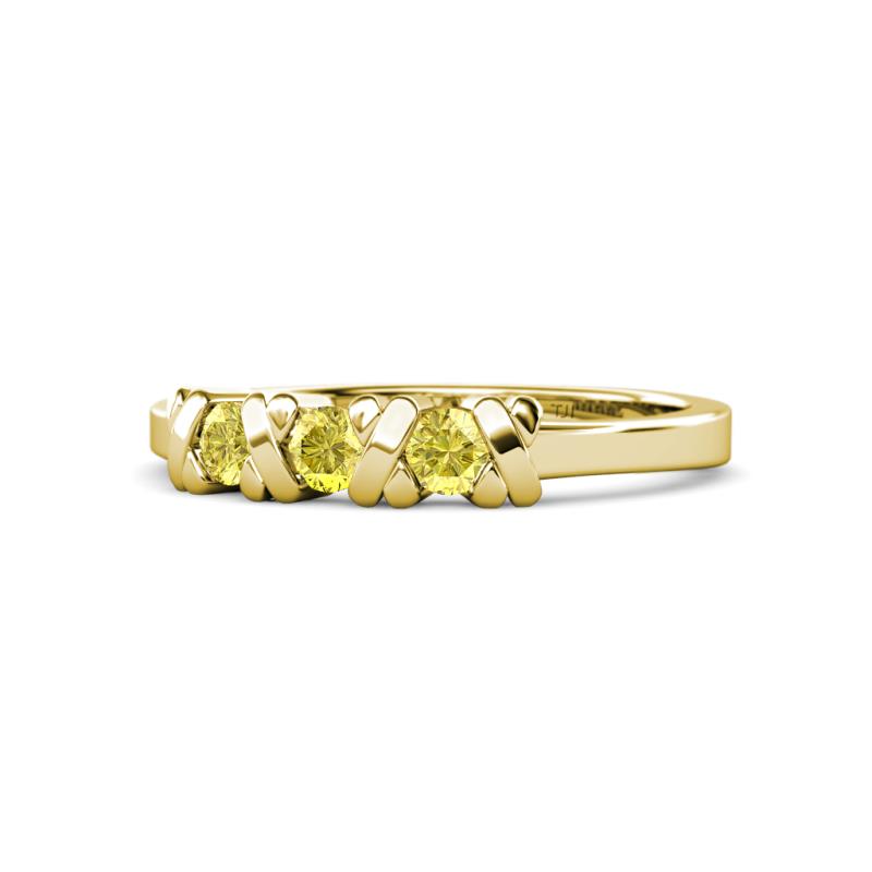 Fiona Yellow Sapphire XOXO Three Stone Engagement Ring 