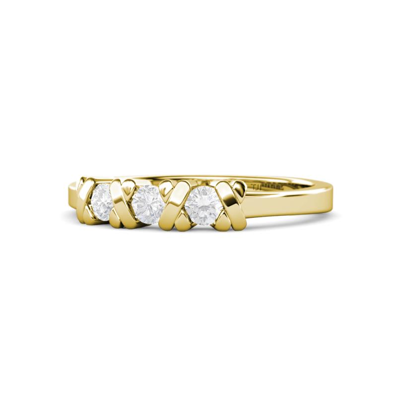 Fiona White Sapphire XOXO Three Stone Engagement Ring 