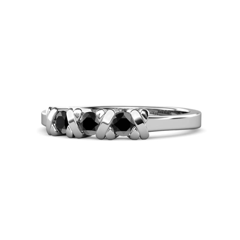 Fiona Black Diamond XOXO Three Stone Engagement Ring 