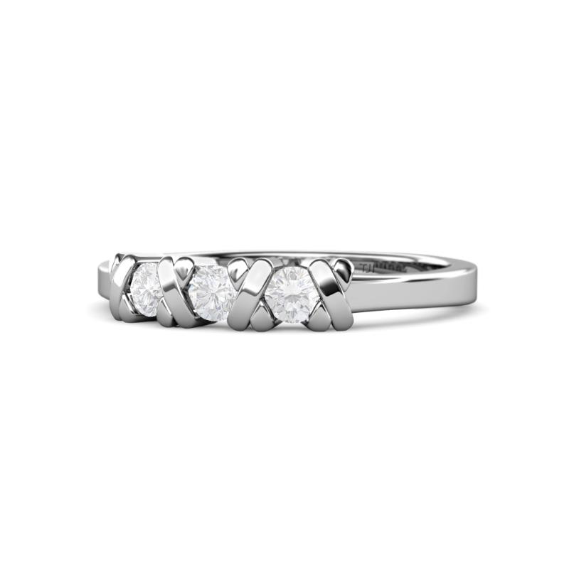 Fiona White Sapphire XOXO Three Stone Engagement Ring 
