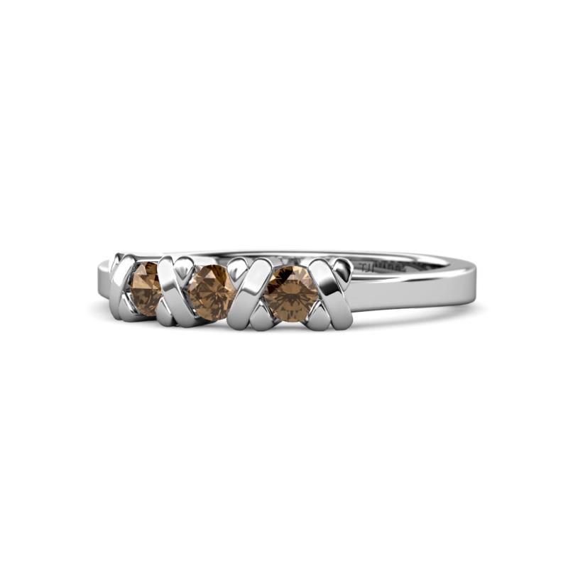 Fiona Smoky Quartz XOXO Three Stone Engagement Ring 