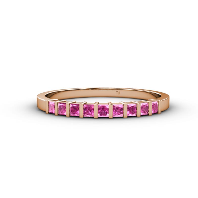 Neria 2.50 mm Pink Sapphire 9 Stone Wedding Band 