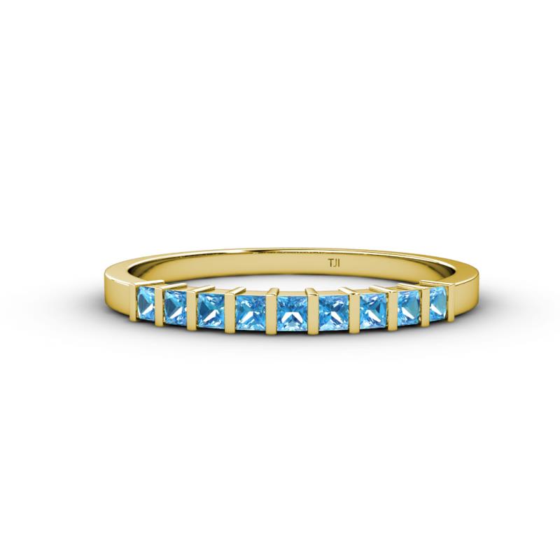 Neria 2.50 mm Blue Topaz 9 Stone Wedding Band 