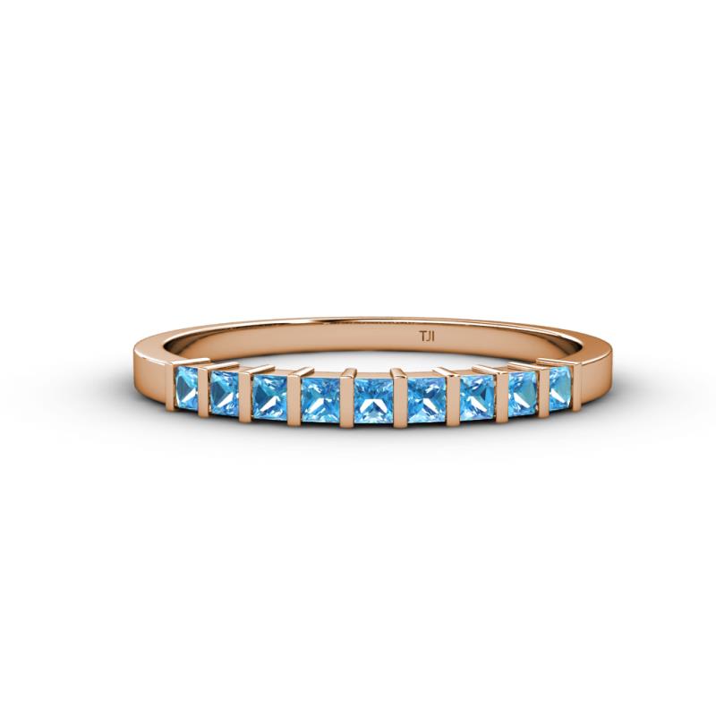 Neria 2.50 mm Blue Topaz 9 Stone Wedding Band 