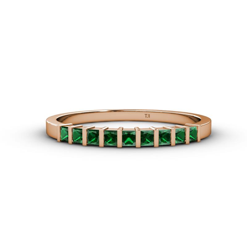 Neria 2.50 mm Lab Created Emerald 9 Stone Wedding Band 