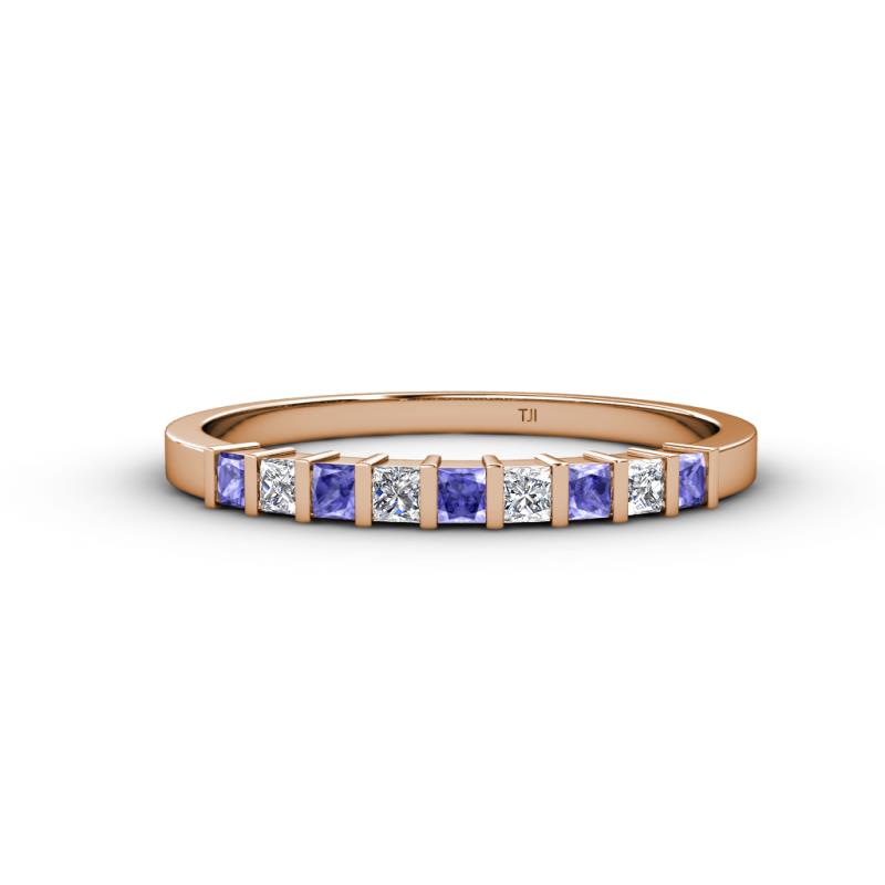 Neria 2.50 mm Tanzanite and Diamond 9 Stone Wedding Band 