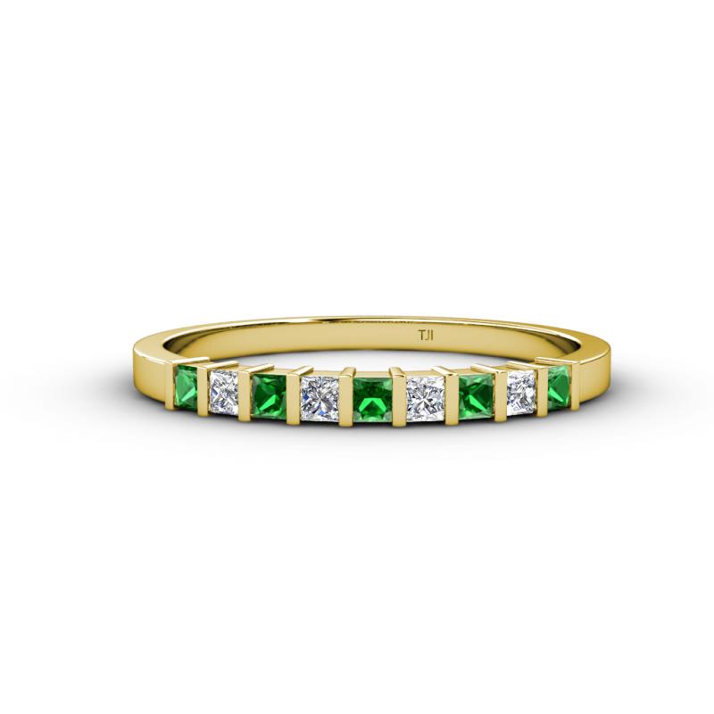 Neria 2.50 mm Green Garnet and Diamond 9 Stone Wedding Band 