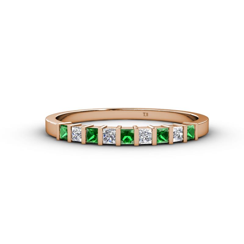 Neria 2.50 mm Green Garnet and Diamond 9 Stone Wedding Band 