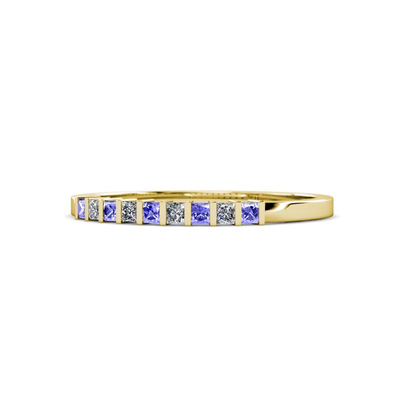 Neria 2.00 mm Tanzanite and Diamond 9 Stone Wedding Band 