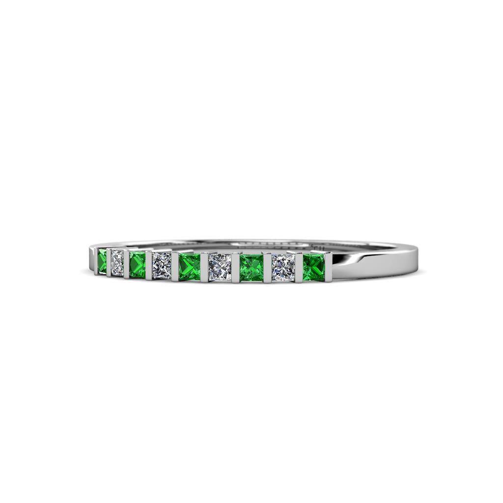 Neria 2.00 mm Green Garnet and Diamond 9 Stone Wedding Band 