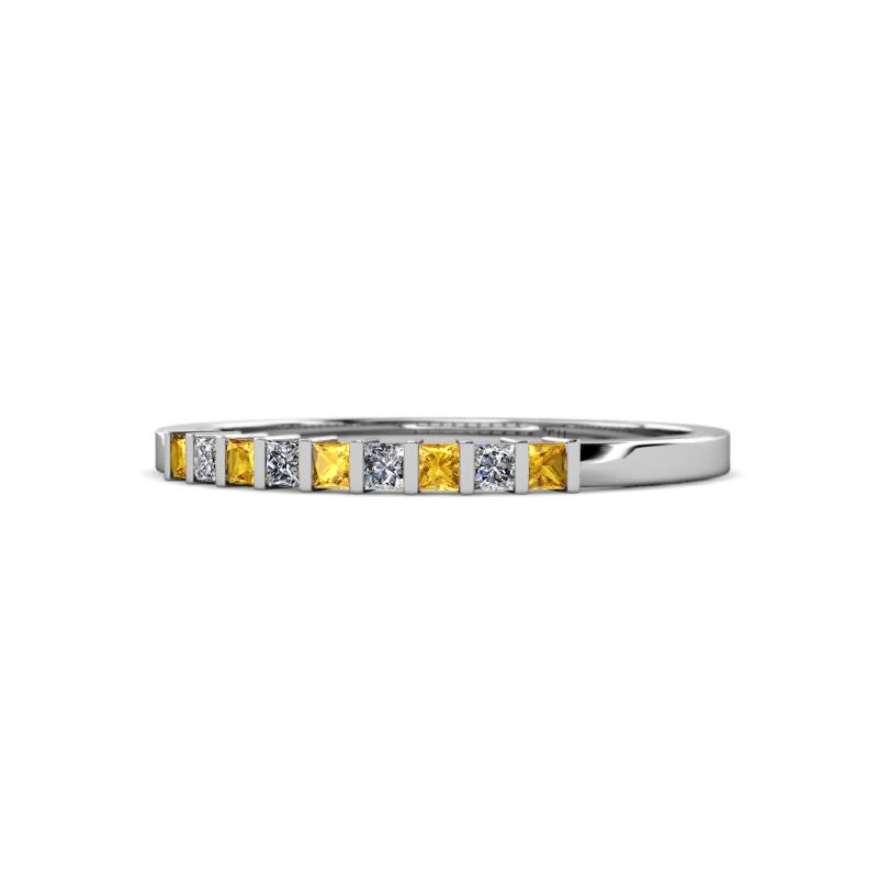 Neria 2.00 mm Citrine and Diamond 9 Stone Wedding Band 