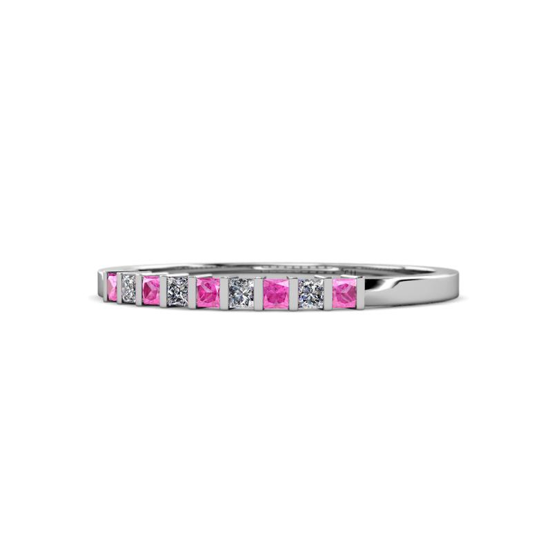 Neria 2.00 mm Pink Sapphire and Diamond 9 Stone Wedding Band 