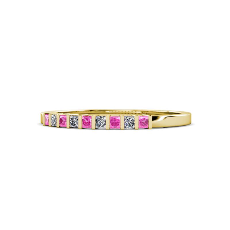 Neria 2.00 mm Pink Sapphire and Diamond 9 Stone Wedding Band 