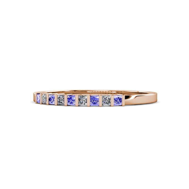 Neria 2.00 mm Tanzanite and Diamond 9 Stone Wedding Band 