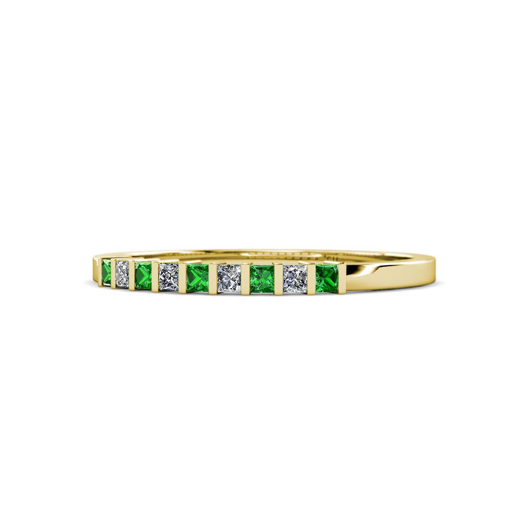 Neria 2.00 mm Green Garnet and Diamond 9 Stone Wedding Band 