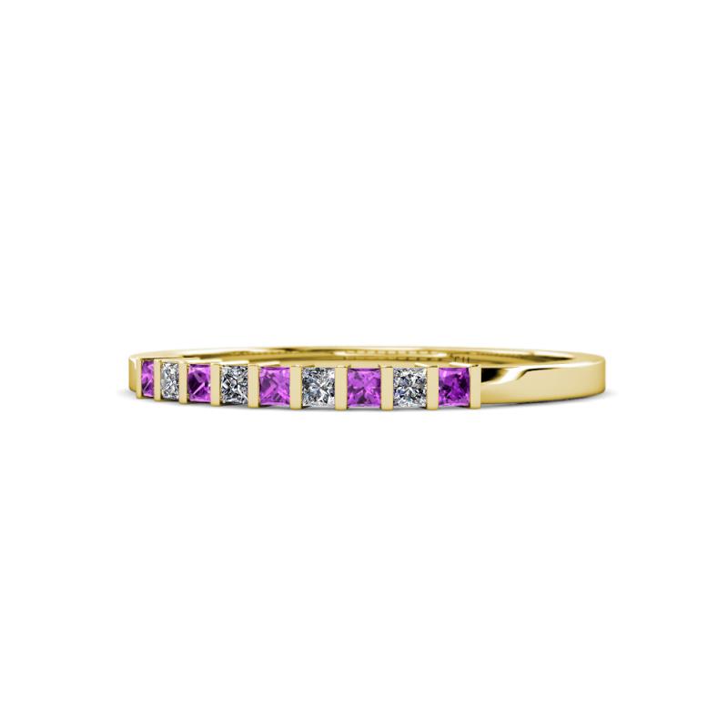 Neria 2.00 mm Amethyst and Diamond 9 Stone Wedding Band 