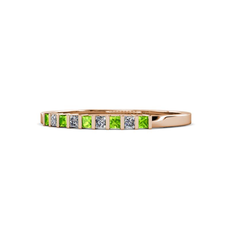 Neria 2.00 mm Peridot and Diamond 9 Stone Wedding Band 