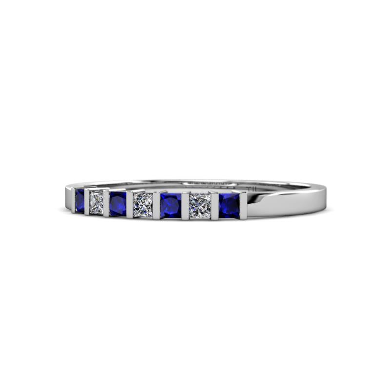 Abila 2.50 mm Blue Sapphire and Diamond 7 Stone Wedding Band 