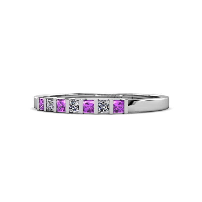 Abila 2.50 mm Amethyst and Diamond 7 Stone Wedding Band 